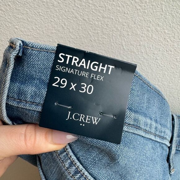 NWT J. Crew Flex Straight Fit Blue Solid Wash Medium Light Jeans Size 29 x 30 - Picture 6 of 8